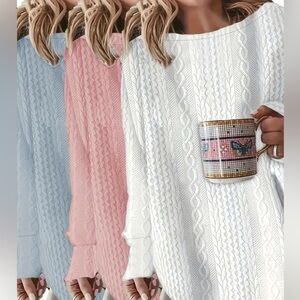 3-pk cozy Cable Knit long sleeve pullovers NWT